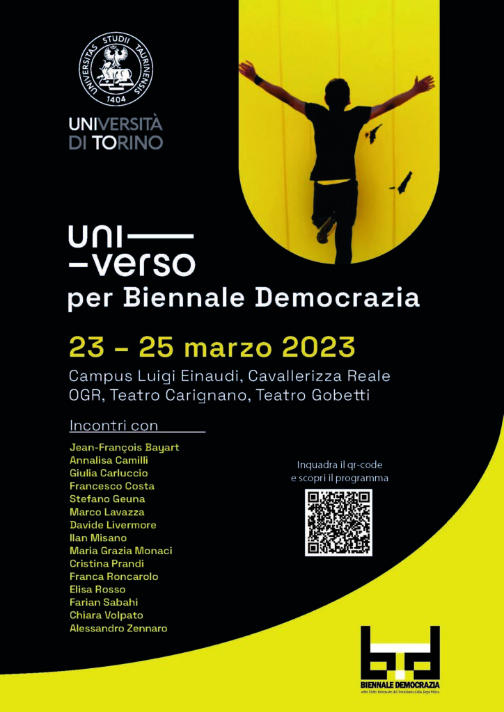 Biennale Democrazia. Gli incontri proposti da UniTo in occasione dell'edizione 2023 della manifestazione promossa dalla Città di Torino.